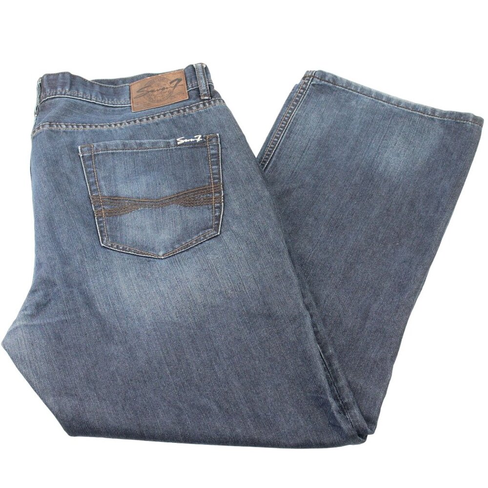 Seven7 Straight Denim Jeans Mens Size 39 X 31 Blue Dark Wash 5-Pocket Whisker